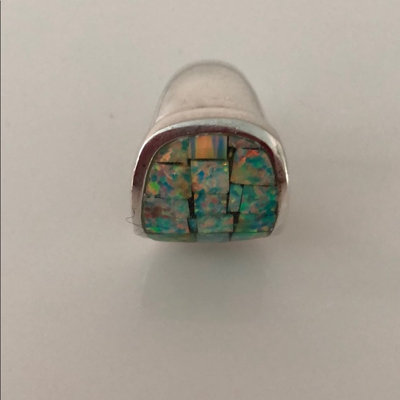 VINTAGE STERLING SILVER RING WITH OPAL INLAID - Picture 4 of 8